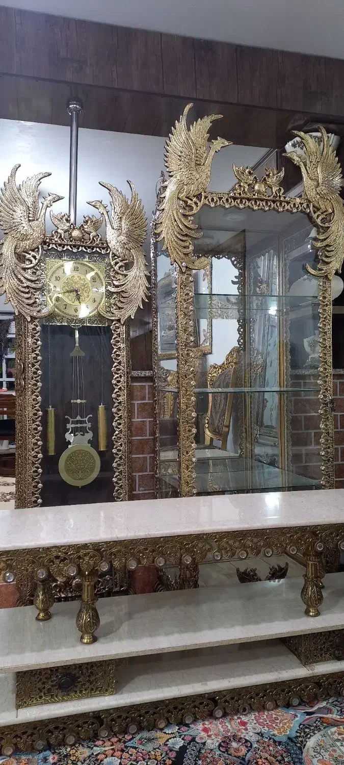 ست برنزی ونگین دار|بوفه، ویترین، کنسول|دهگلان, |دیوار