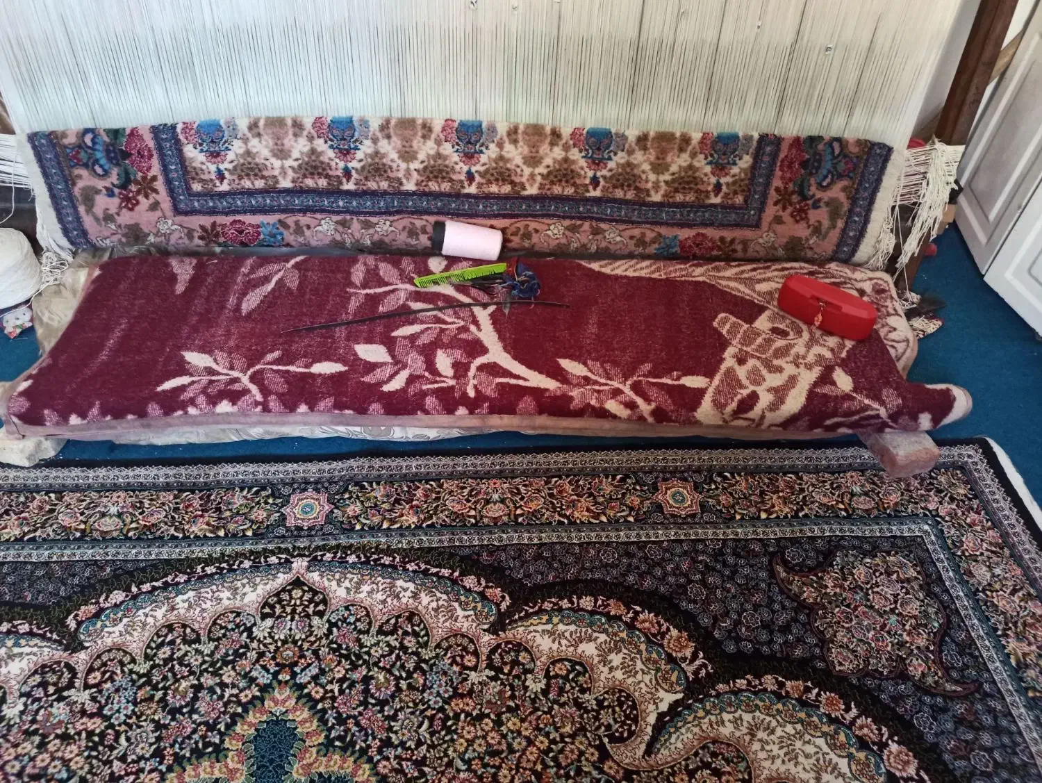 فرش نیمه کاره|فرش|دهگلان, |دیوار