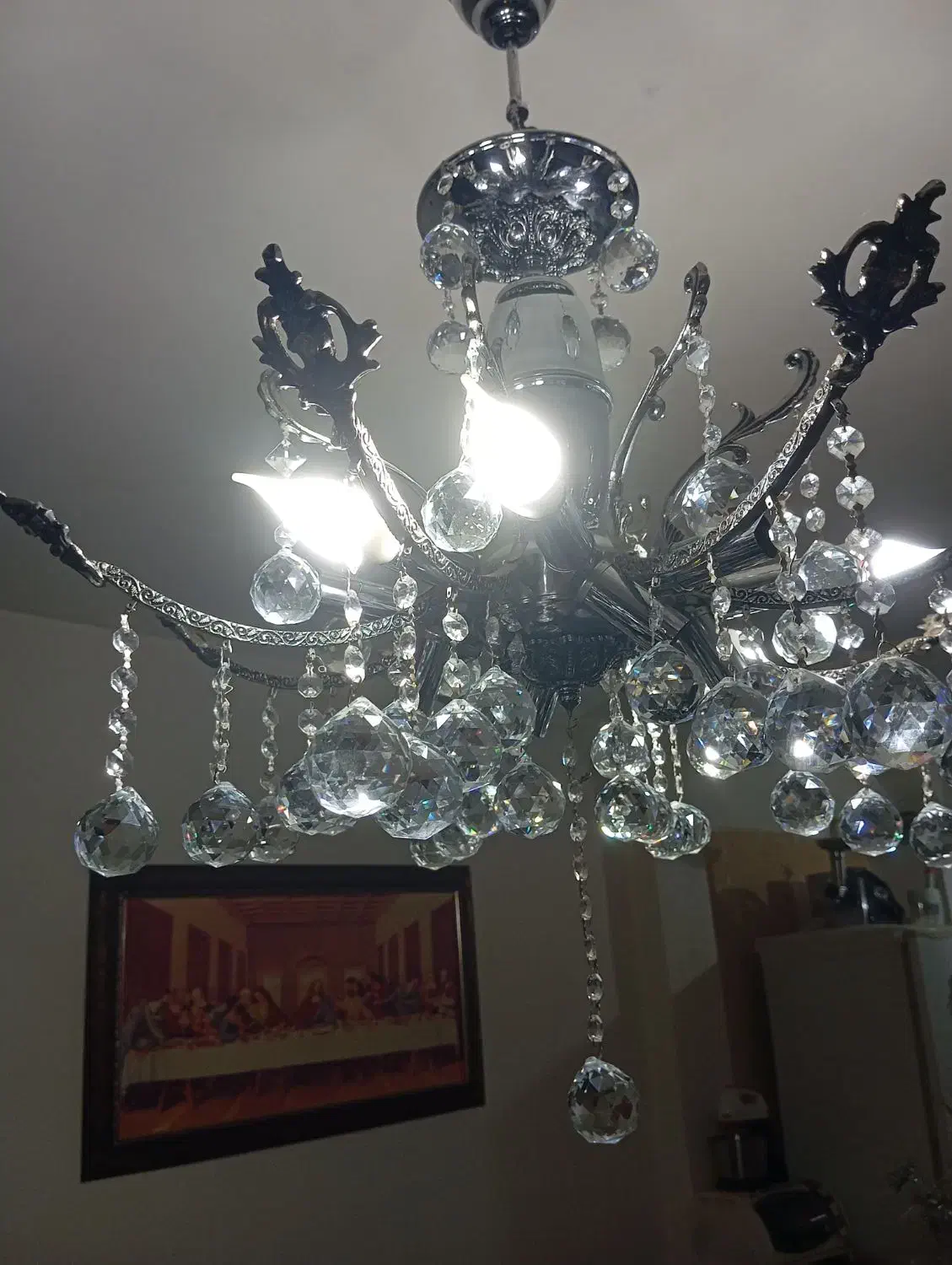 لوستر کریستالی هشت شاخه|لوستر و چراغ آویز|سهند, |دیوار