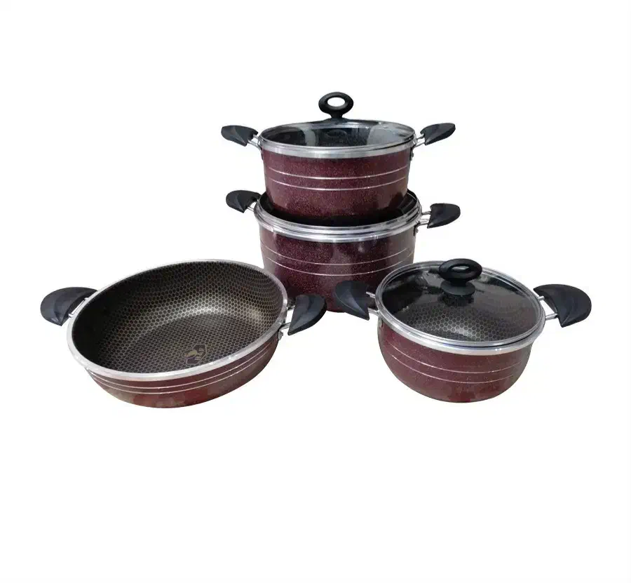 سرویس تفلون/ قابلمه/ و تابه 7 پارچه هلنا/ زنبوری|ظروف پخت‌وپز|تهران, پونک|دیوار