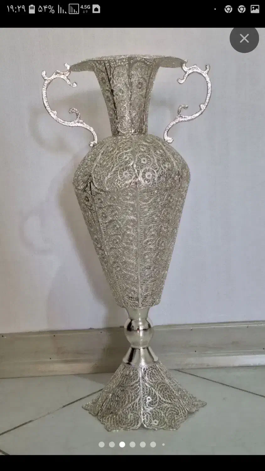 گلدان مسی آبکاری نقره|صنایع دستی و سایر لوازم تزئینی|ملایر, |دیوار