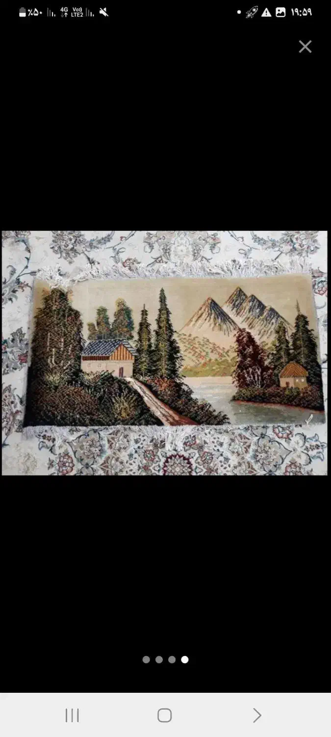 منظره فرش دستباف ابریشمی اندازه  1*50|فرش|کرمانشاه, |دیوار