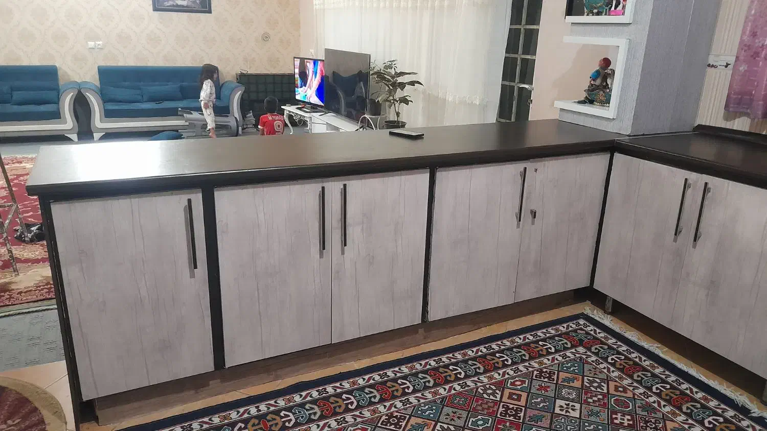 کابینت فلز  کامل آشپزخانه،  به همراه هود و سینک|آب‌چکان و نظم‌دهنده ظروف|بیرجند, |دیوار