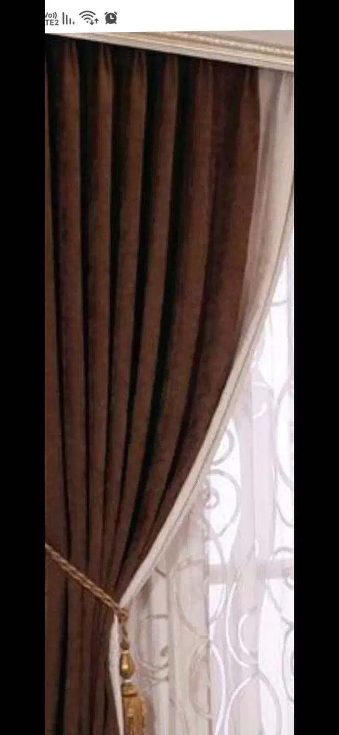 والان پرده در دورنگ کرم قهوه ای|پرده، رانر، رومیزی|گلپایگان, |دیوار