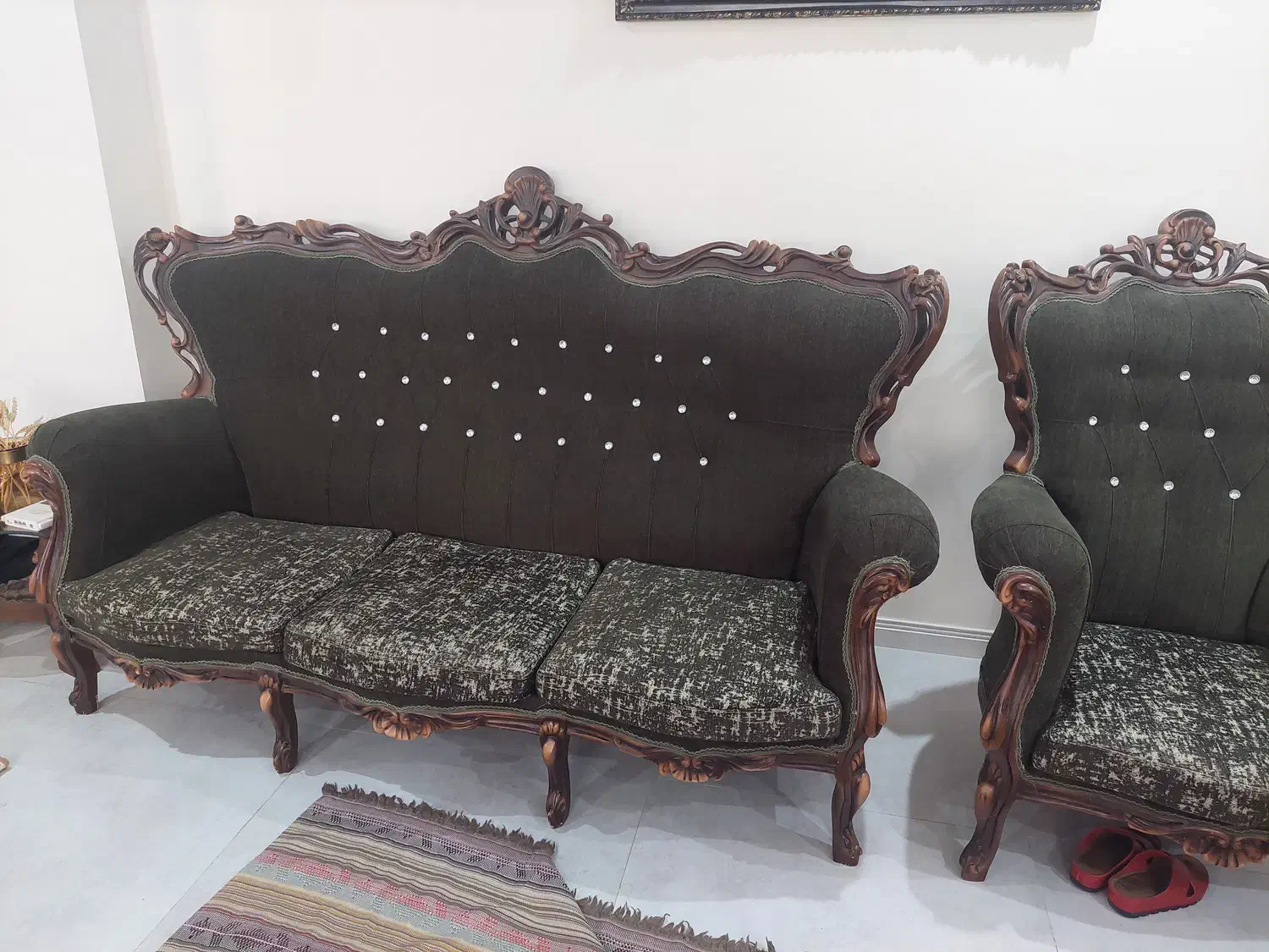 مبل سلطنتی ۹ نفره با میز عسلی و جلو مبلی|مبلمان خانگی و میز عسلی|گنبد کاووس, |دیوار