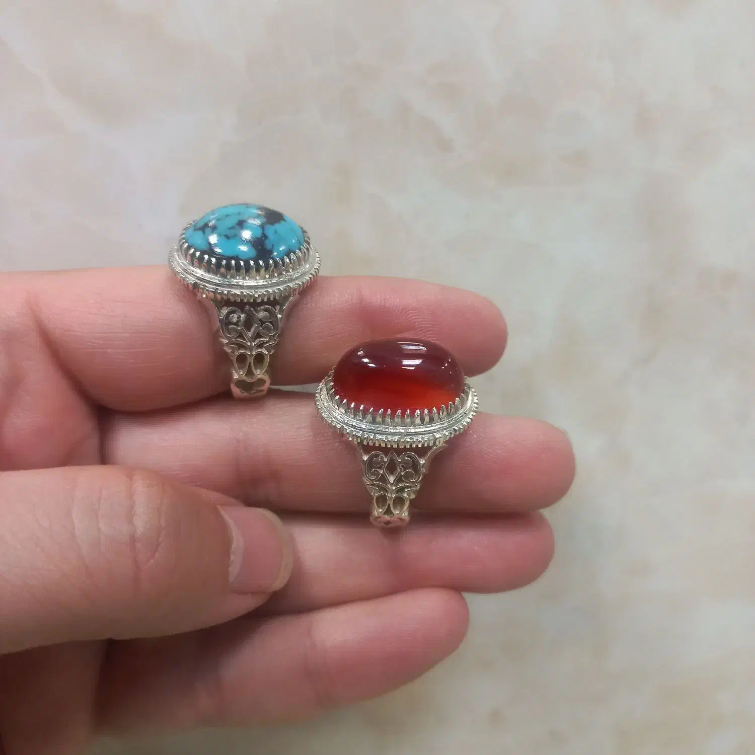 انگشتر فیروزه وعقیق|جواهرات|اردبیل, |دیوار