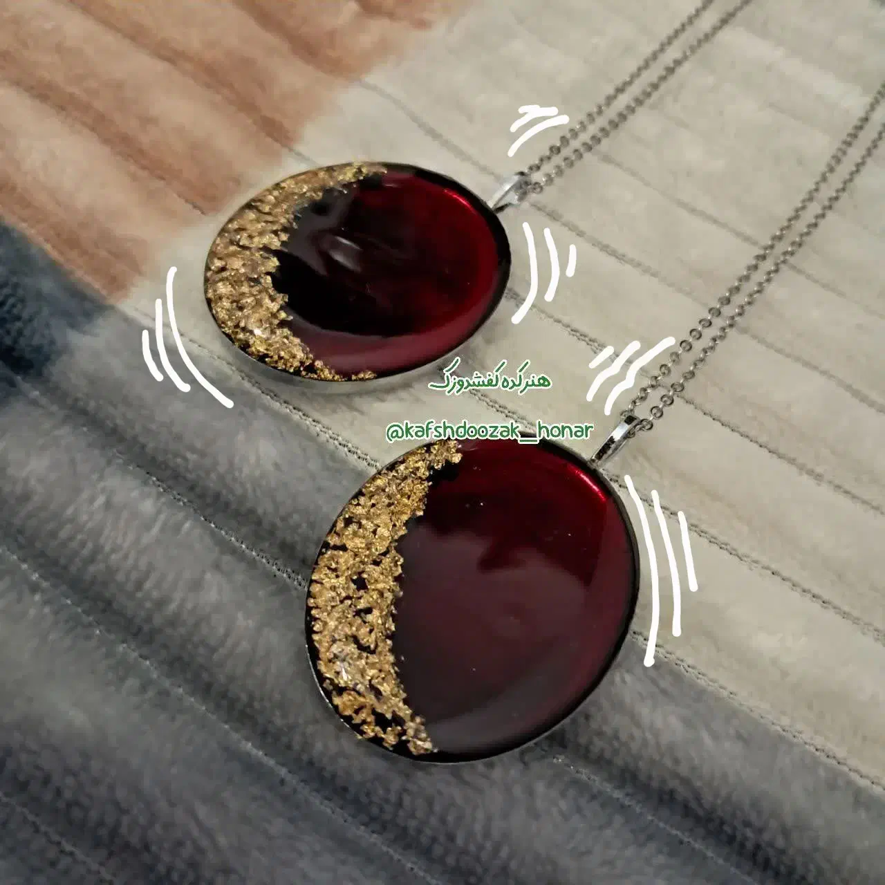 گردنبند طرح عقیق رزین ورق طلا|بدلیجات|قم, بنیاد|دیوار