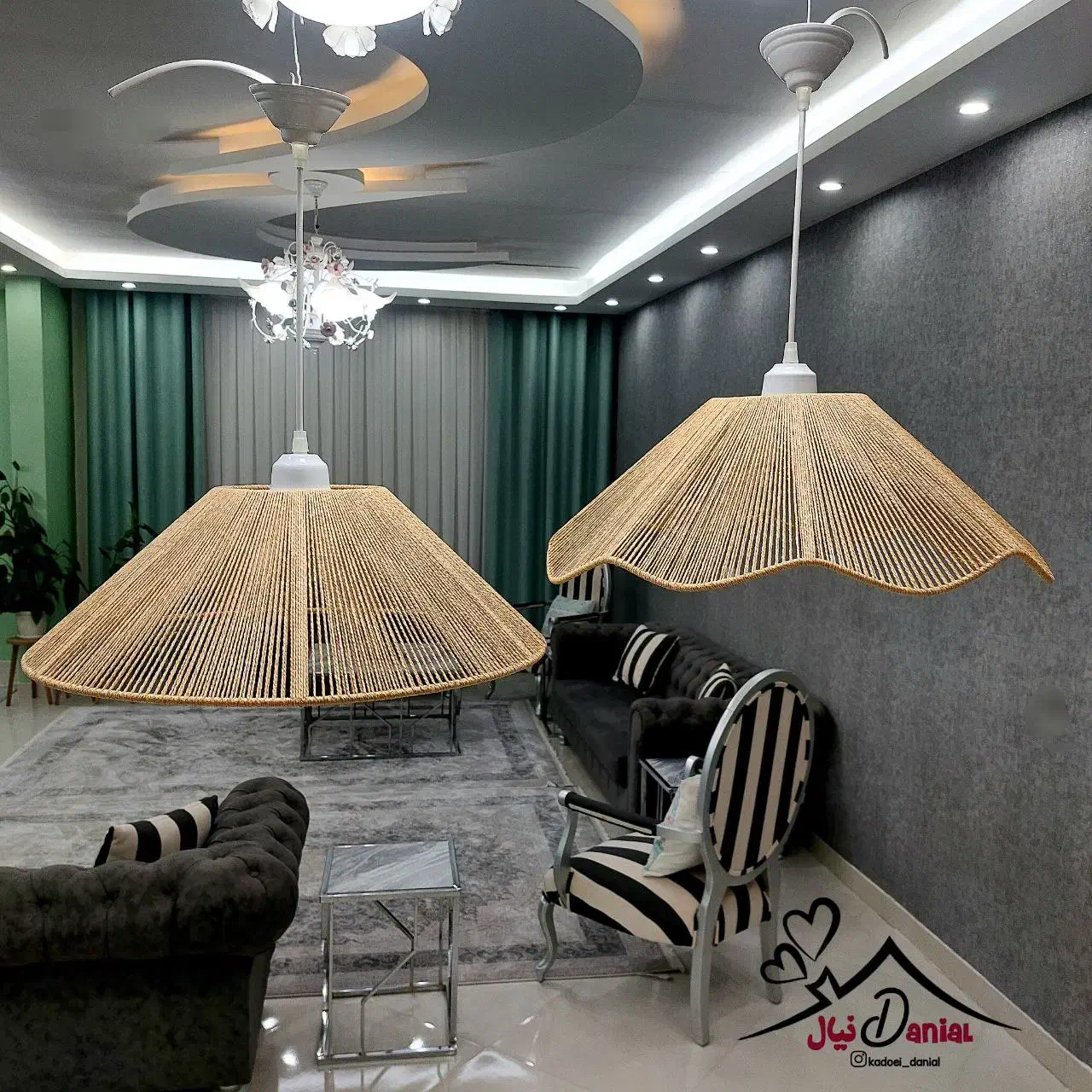 لوستر رافیا در طرح های مختلف|لوستر و چراغ آویز|اسلام‌‌آباد غرب, |دیوار