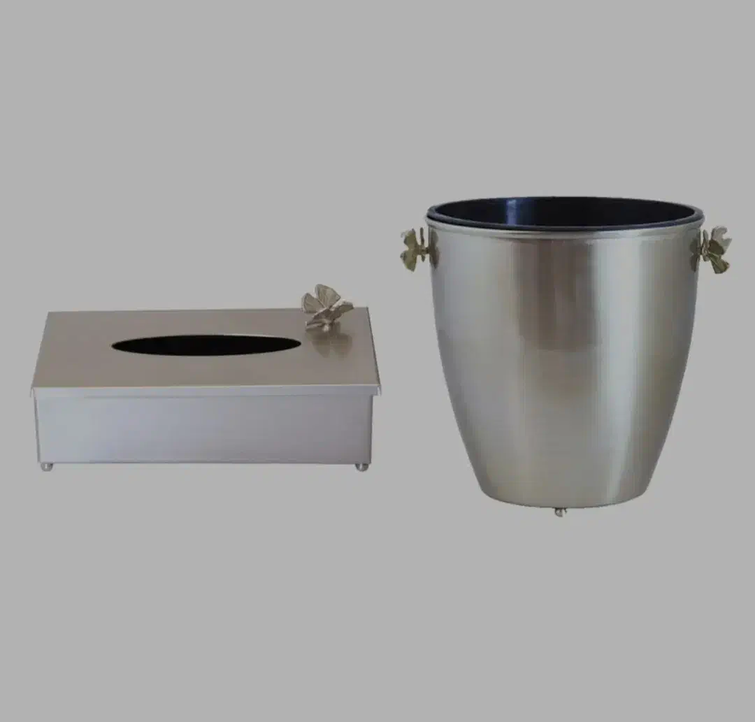 ست سطل و دستمال کاغذی فلزی پروانه|ظروف سرو و پذیرایی|رباط‌کریم, رباط‌کریم|دیوار