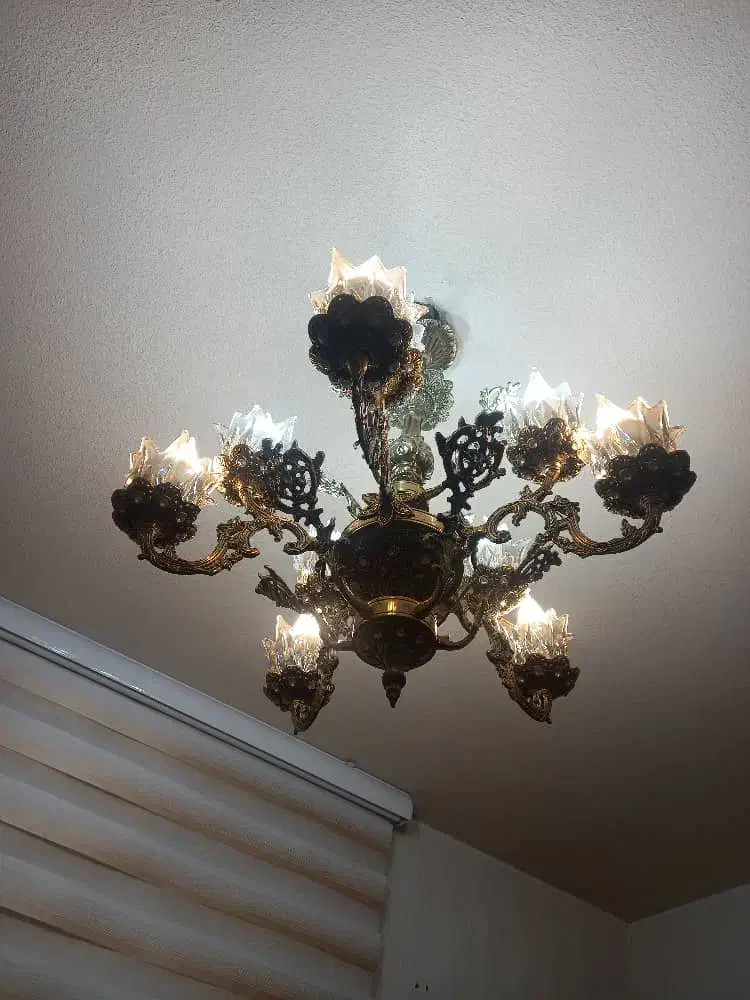 لوستر برنجی 5شاخه|لوستر و چراغ آویز|اراک, |دیوار