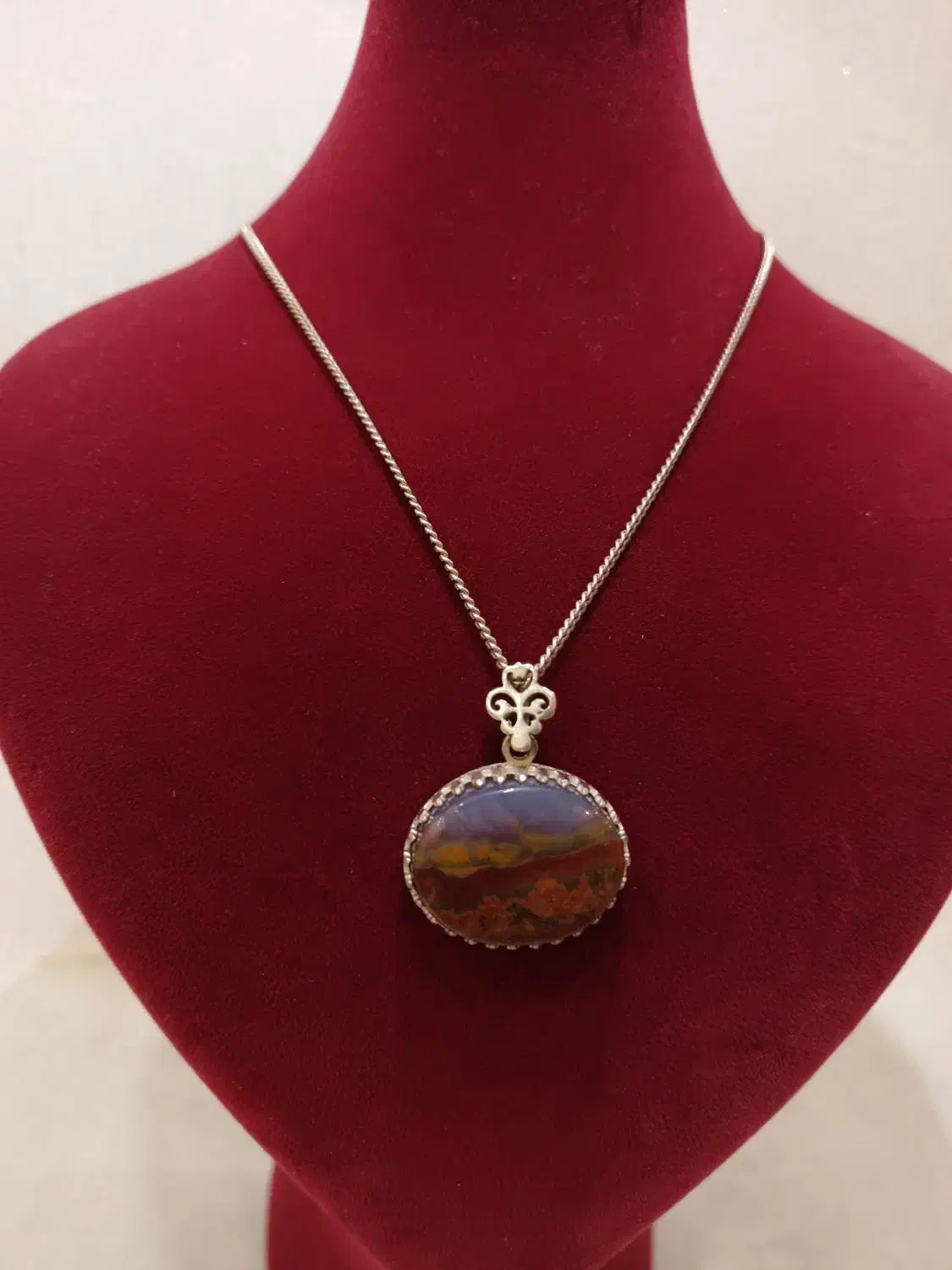 گردنی فاخر نقره و عقیق شجر منظره|جواهرات|قم, مجیدیه|دیوار