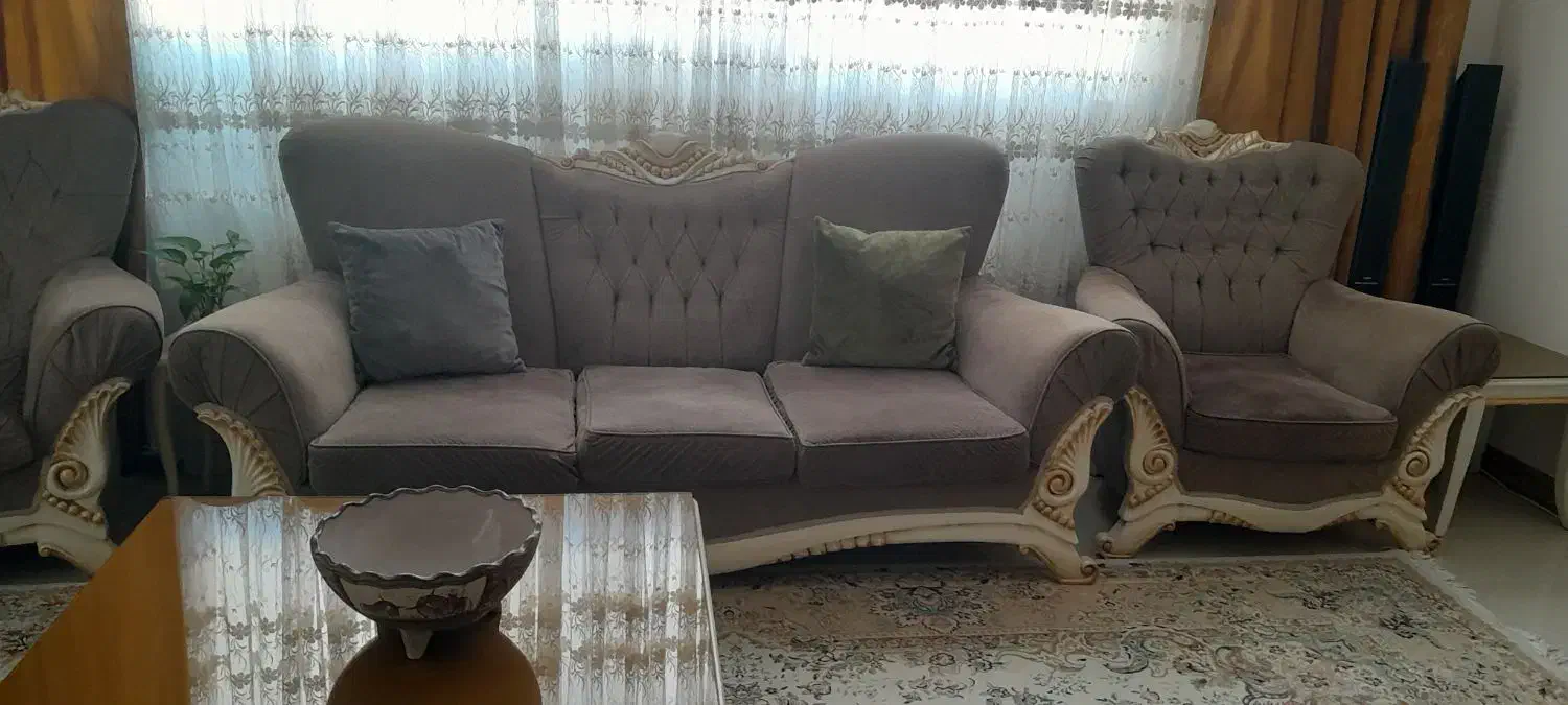 ست مبل ۸ نفره نیمه استیل بهمراه میز تخت و..|مبلمان خانگی و میز عسلی|ری, بیبی شهر بانو|دیوار