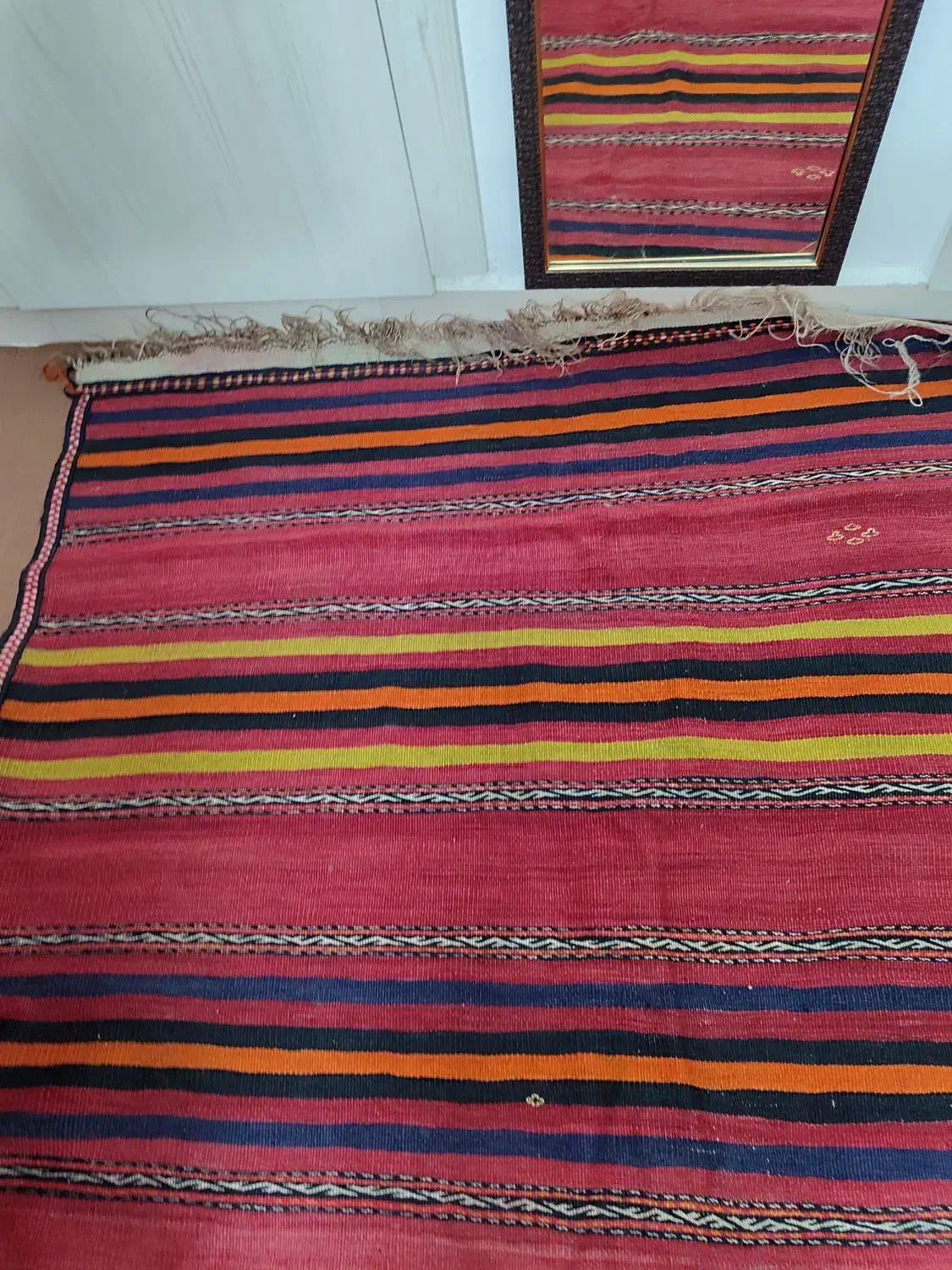 گلیم پشمی دستبافت قدیمی|گلیم، جاجیم، گبه|شاندیز, |دیوار