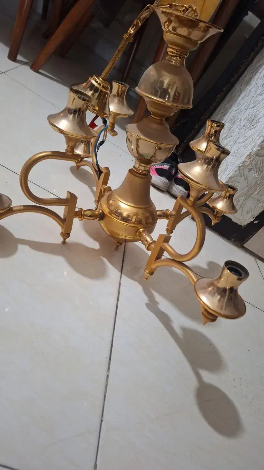 لوستر قدیمی آب طلا|لوستر و چراغ آویز|اصفهان, شاه پسند|دیوار