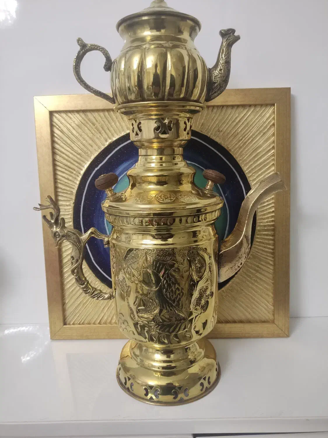 سماور زغالی شکاری همراه باقوری انتیک|کلکسیون اشیاء عتیقه|تهران, دربند|دیوار