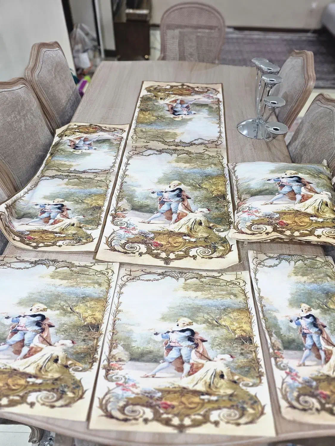 رانر رومیزی و عسلی و رانر ناهارخوری به همراه کوسن|پرده، رانر، رومیزی|تهران, مجیدآباد|دیوار