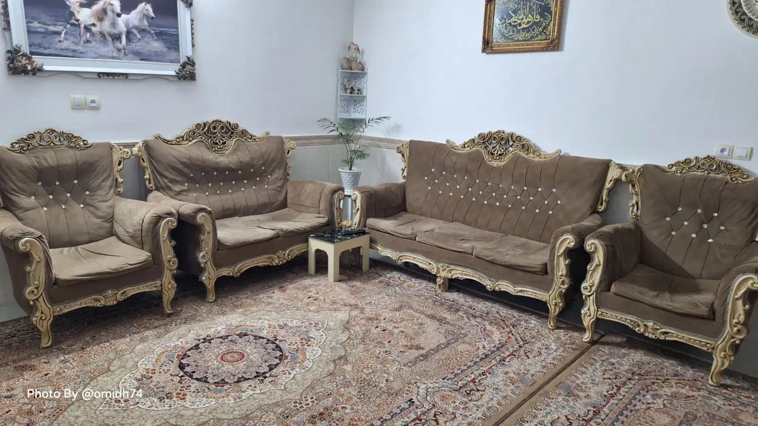 مبل ۷ نفره صحیح و سالم|مبلمان خانگی و میز عسلی|محمدیه-قزوین, |دیوار