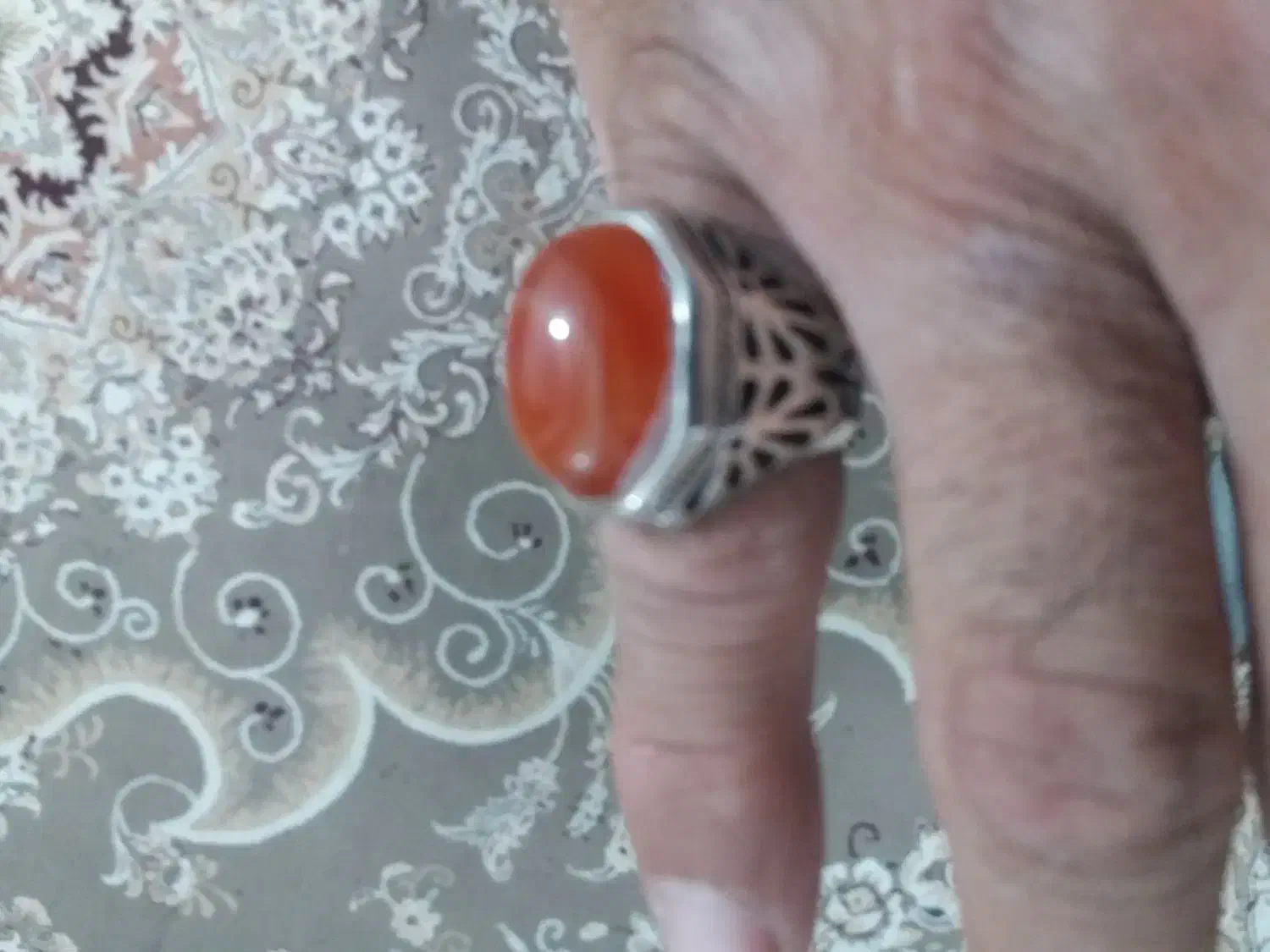 انگشترنقره سنگ عقیق طبیعی زیبا|کلکسیون اشیاء عتیقه|رومشکان, |دیوار