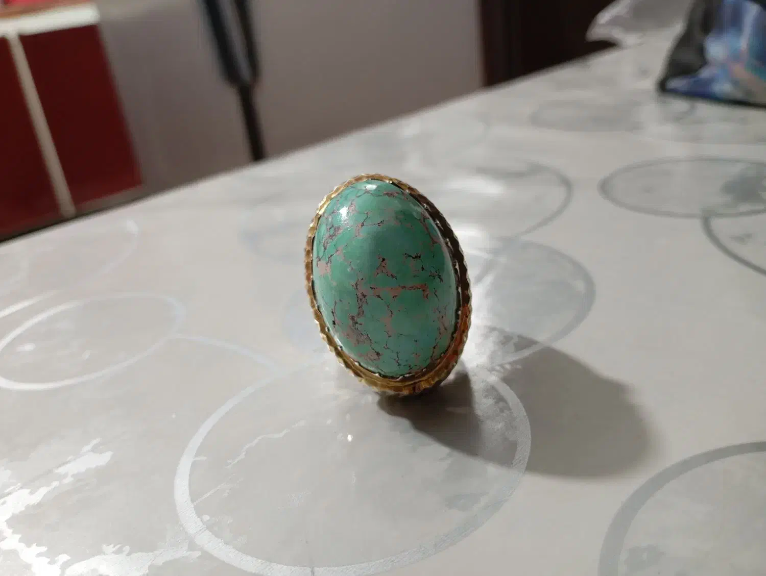 فروش یک عدد انگشتر فیروزه درشت دورطلا|جواهرات|گرگان, |دیوار