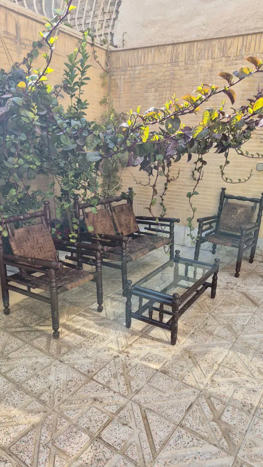 مبلمان چهار نفره حصیری|مبلمان خانگی و میز عسلی|پیر بکران, |دیوار