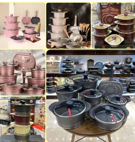 قابلمه کف سرامیکی چدن کامل بصورت تکی سرویس چکی|ظروف پخت‌وپز|یزد, |دیوار