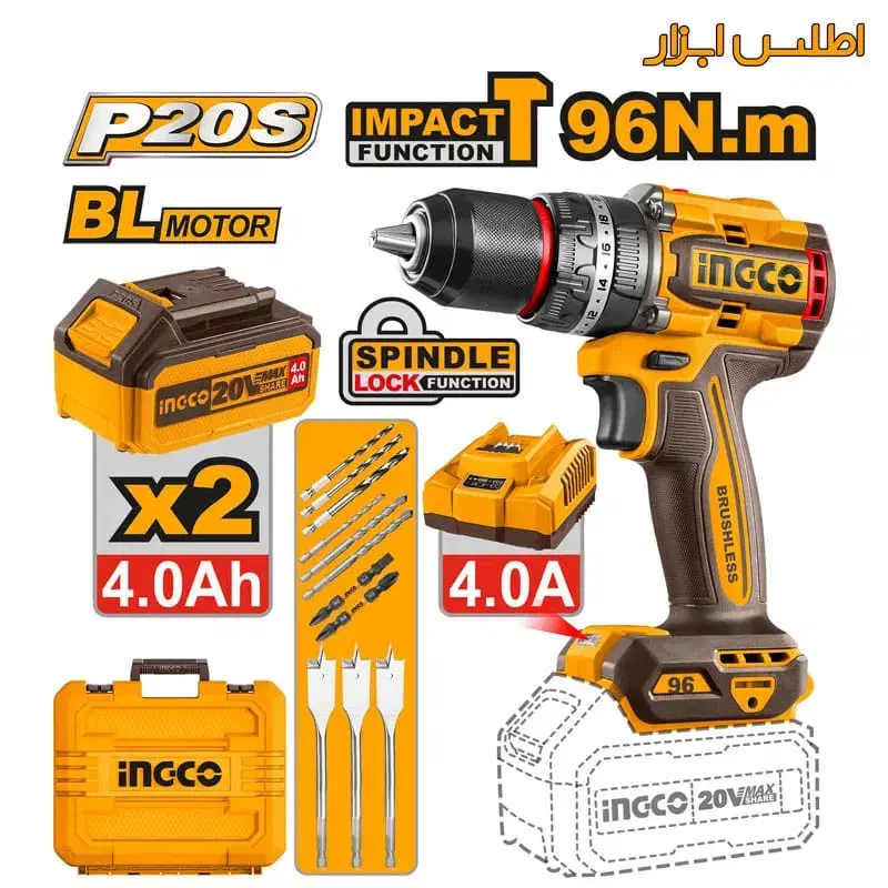 دریل شارژی چکشی براشلس اینکو مدل CIDLI20968|ابزارآلات|تهران, بهمن یار|دیوار