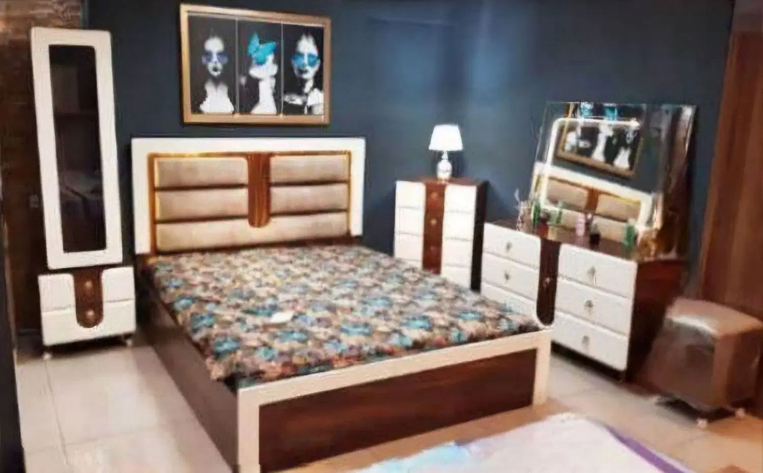 ست سرویس خواب دونفره چوبی|تخت و سرویس خواب|سیرجان, |دیوار