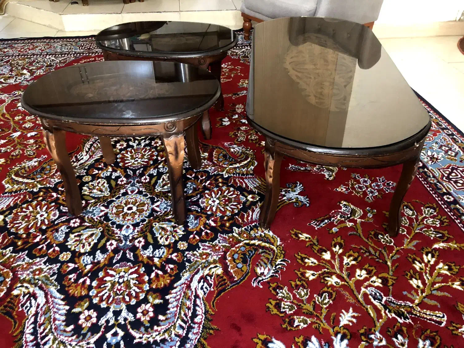 میز عسلی منبت کاری چوبی با شیشه|مبلمان خانگی و میز عسلی|محمدیه-قزوین, |دیوار