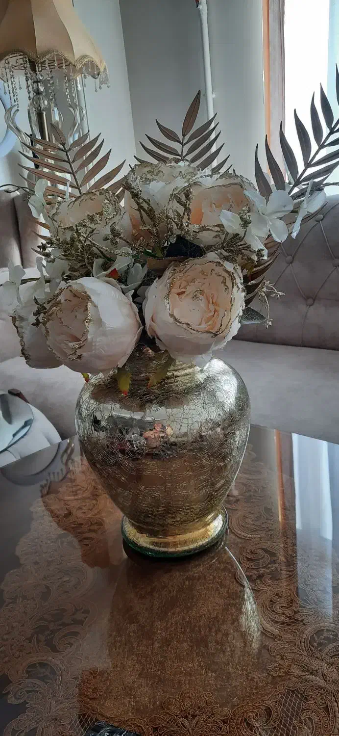 گلدان طلایی|گل مصنوعی|تبریز, |دیوار