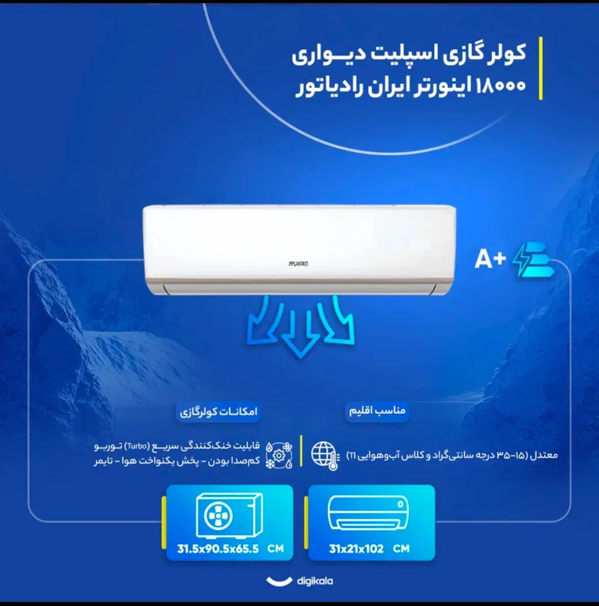 کولر گازی اینورتردار ۱۸۰۰۰|کولر گازی و فن‌کوئل|فیروزآباد (فارس), |دیوار