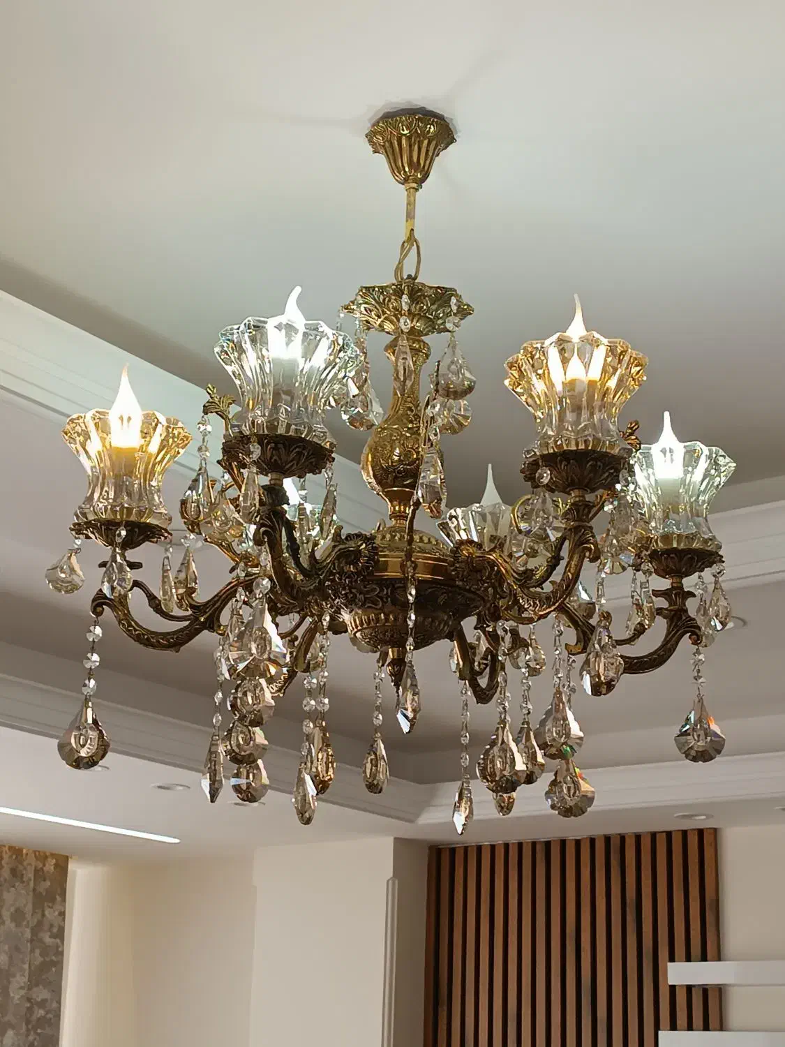 لوستر برنج 6شاخه|لوستر و چراغ آویز|ملایر, |دیوار