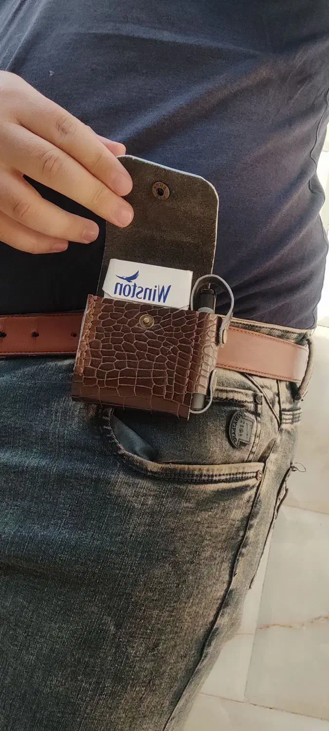 کیف سیگار و فندک کمری چرم‌ طبیعی گاوی دستدوز|کیف، کفش، کمربند|نجف‌آباد, ویلاشهر|دیوار