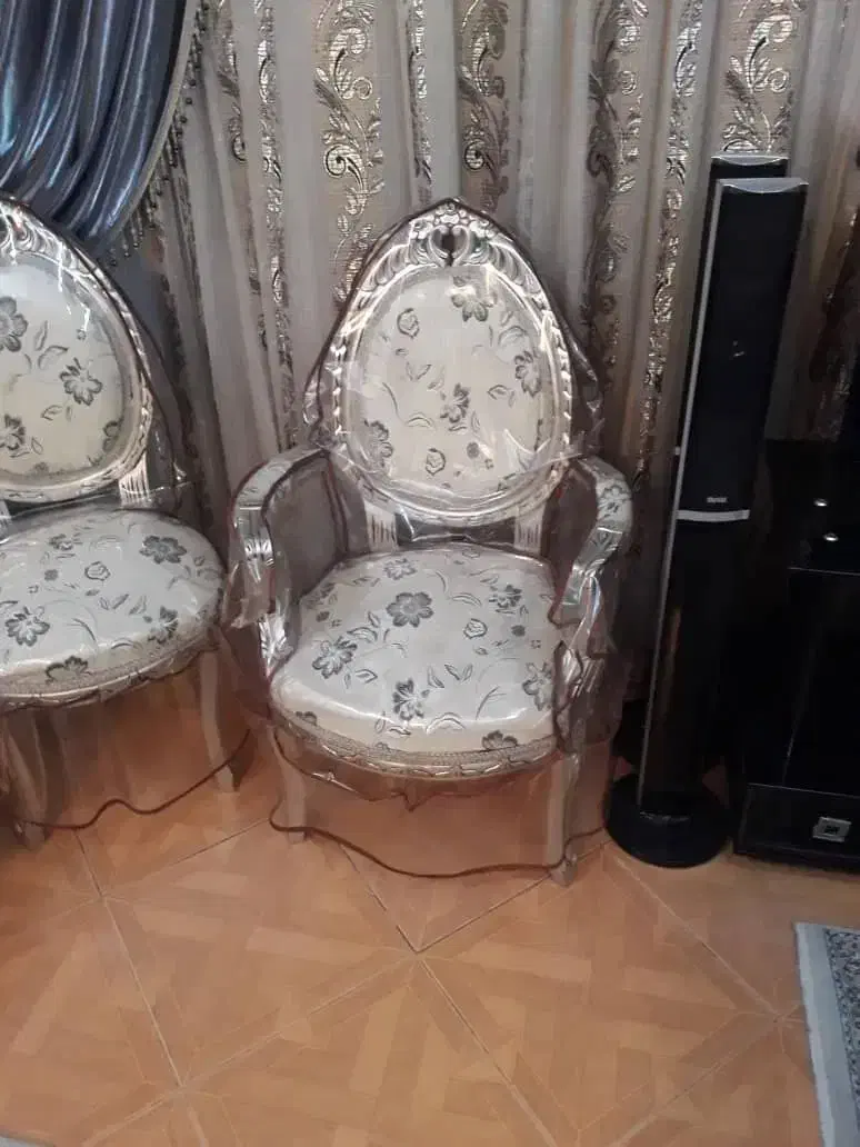 مبل سلطنتی کامل نقره ای باروکش باناهاخوری 9نفره|مبلمان خانگی و میز عسلی|اندیشه, اندیشه فاز ۴|دیوار