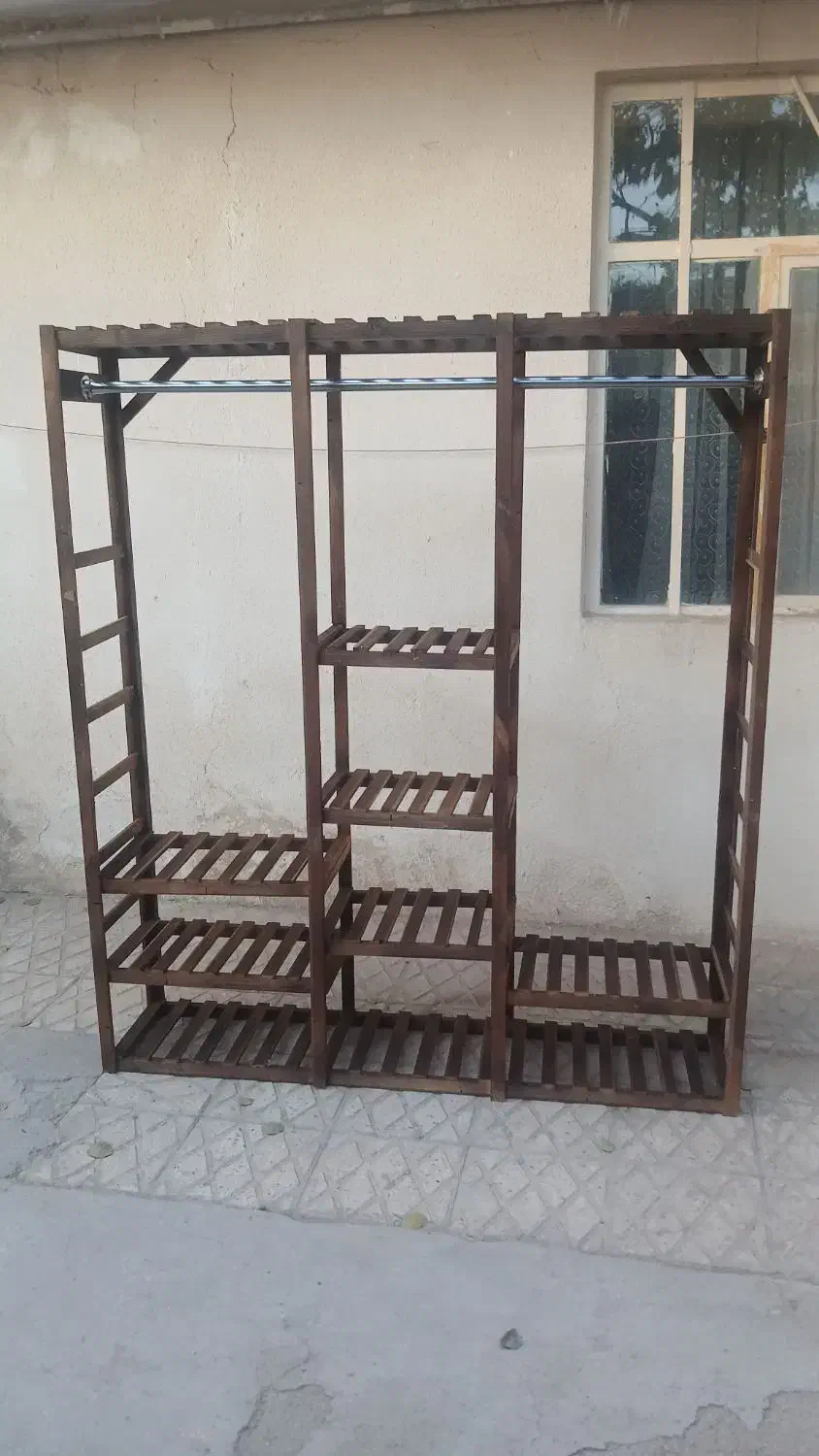 رگال چوبی لباس|کتابخانه، شلف، قفسههای دیواری|همدان, |دیوار