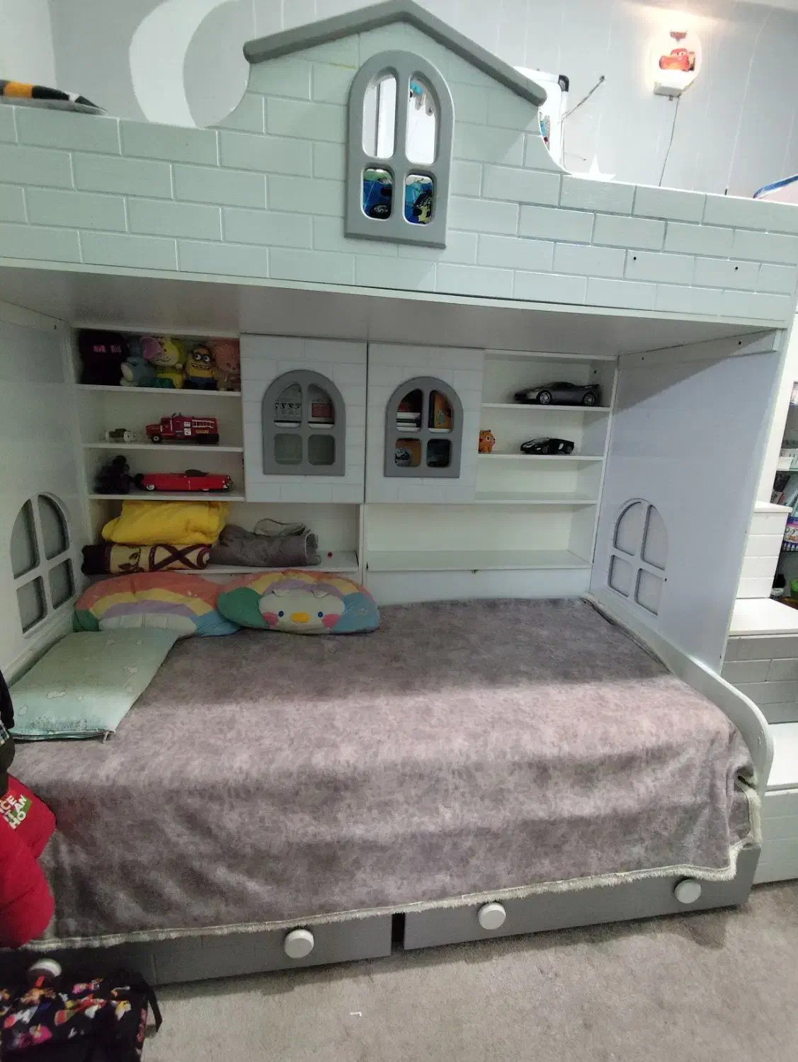 تخت دوطبقه کودک نوجوان طرح کلبه|تخت و سرویس خواب|شهریار, شهریار|دیوار