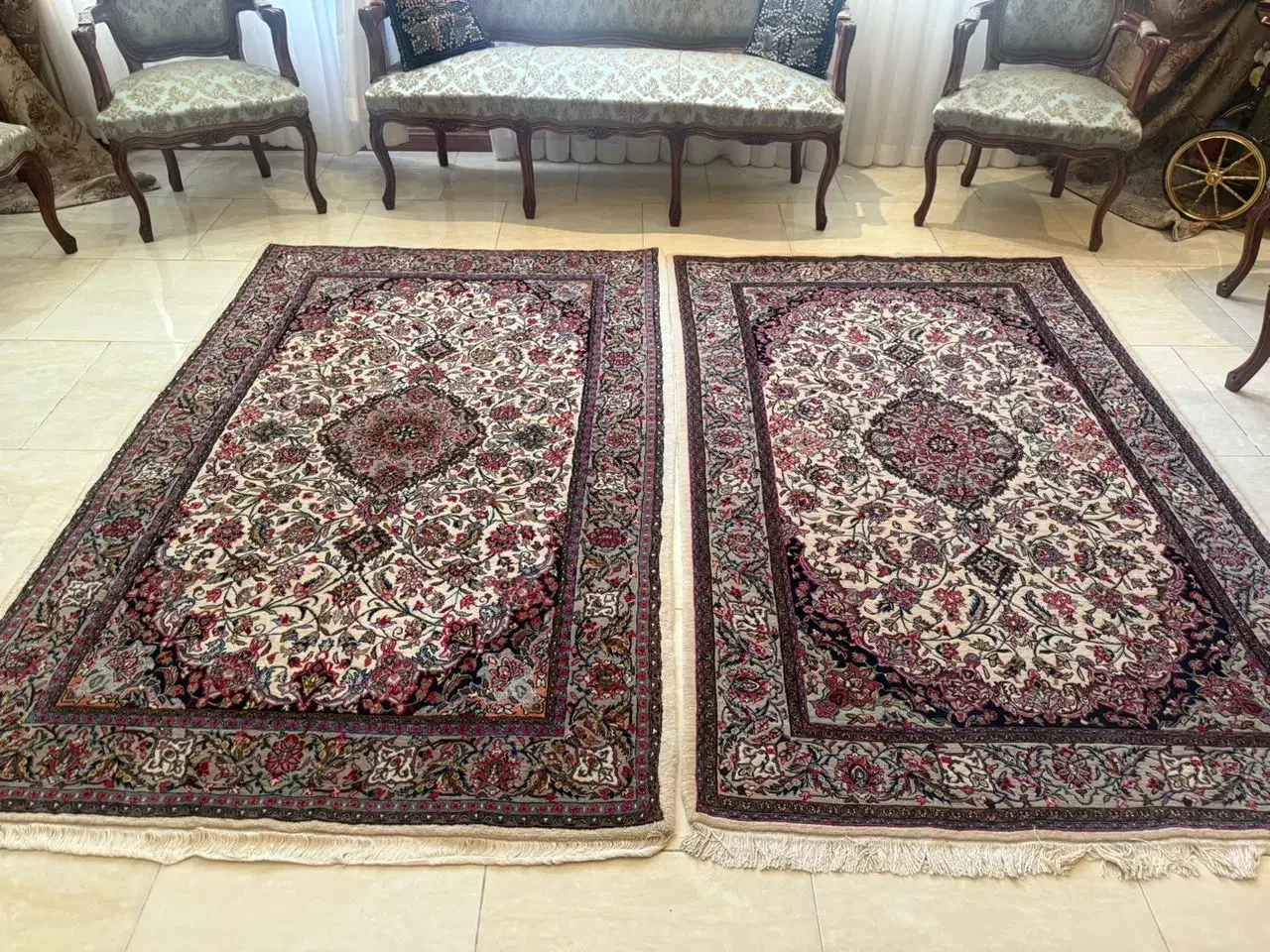 یک جفت قالی 2 زر اعلای ساروق اراک|فرش|تهران, سعادت‌آباد|دیوار