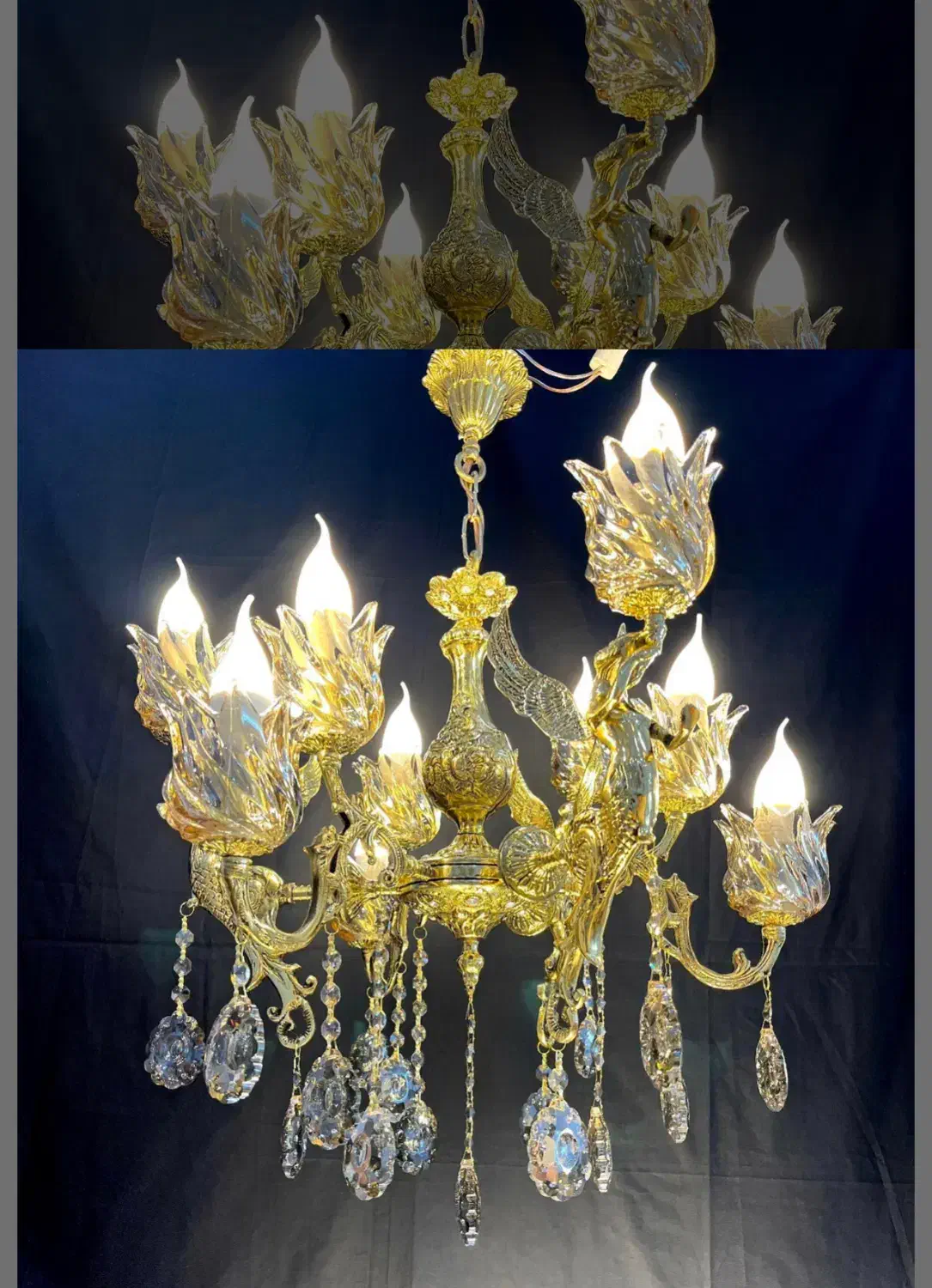 لوستر فرشته و دوگل ترکیبی (دنیای برنز رمانتیک)|لوستر و چراغ آویز|کرمانشاه, |دیوار