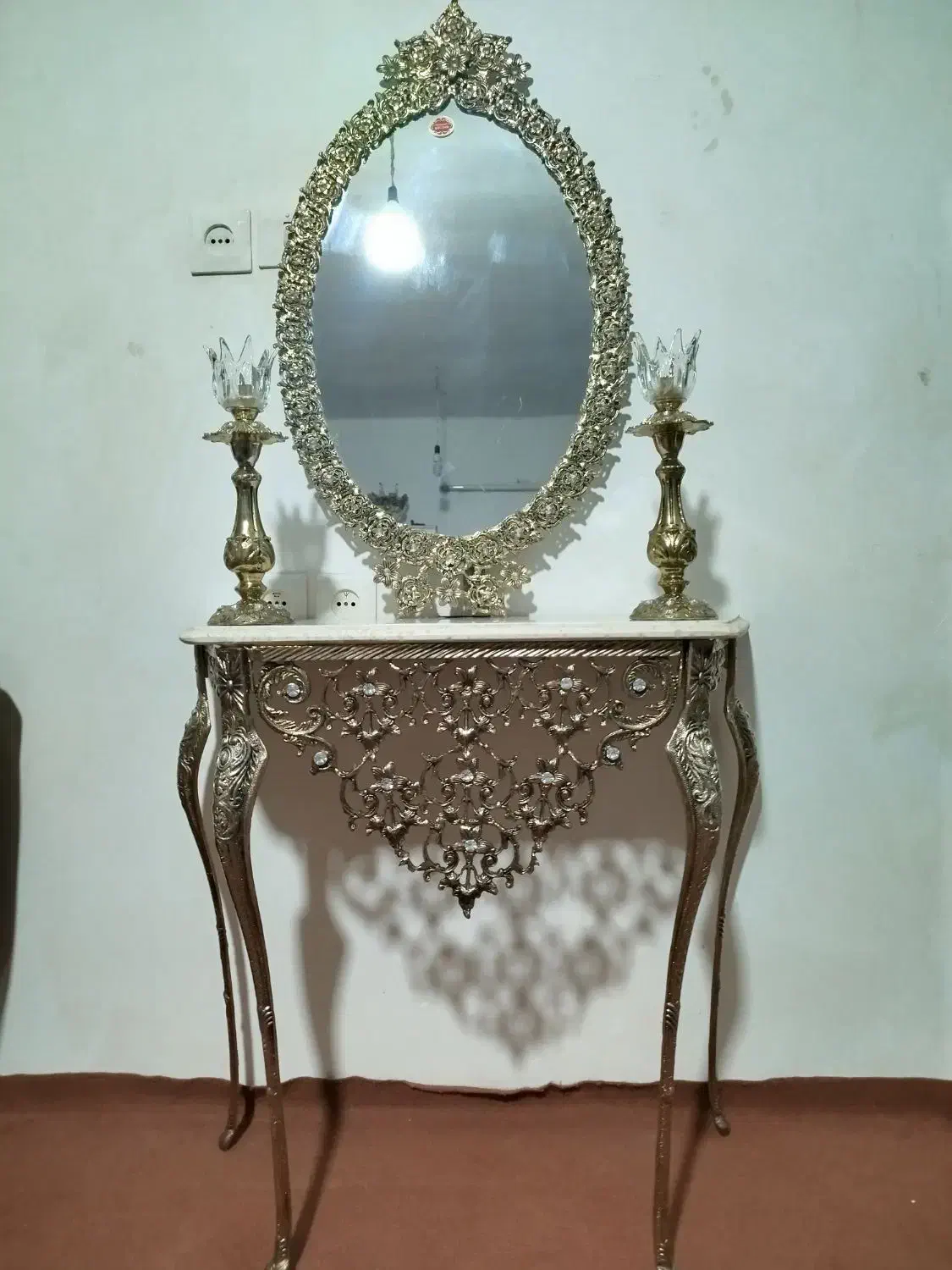 اینه شمعدان اصل برنزتهران|آینه|اردبیل, |دیوار