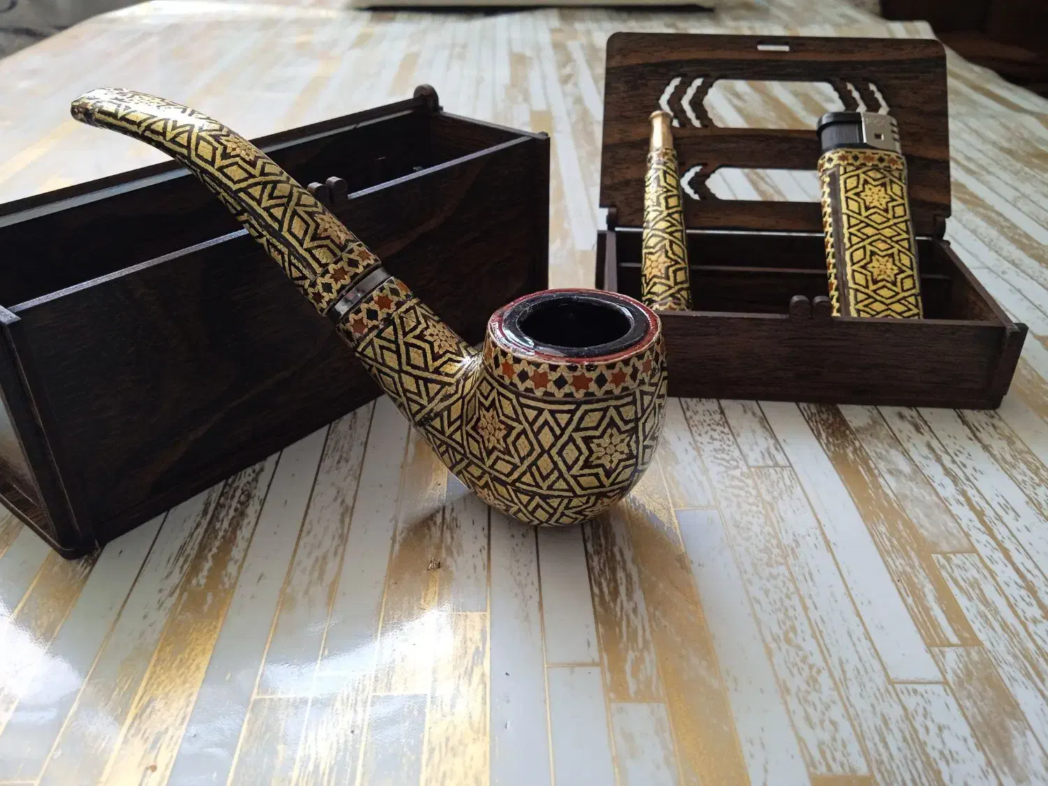 پیپ وجاسیگار و فندک ست خاتم|زیورآلات و اکسسوری|اصفهان, درب سیبه علیا|دیوار