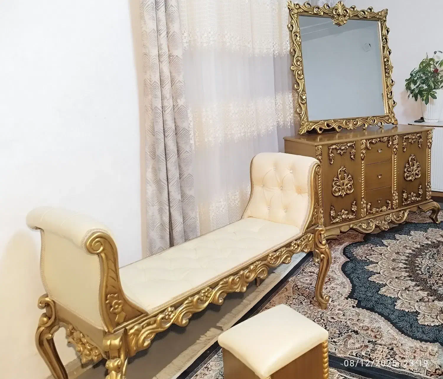 سرویس تخت خواب دونفره سلطنتی تمام چوب مناس جهیزیه|تخت و سرویس خواب|شیراز, کوشک میدان|دیوار