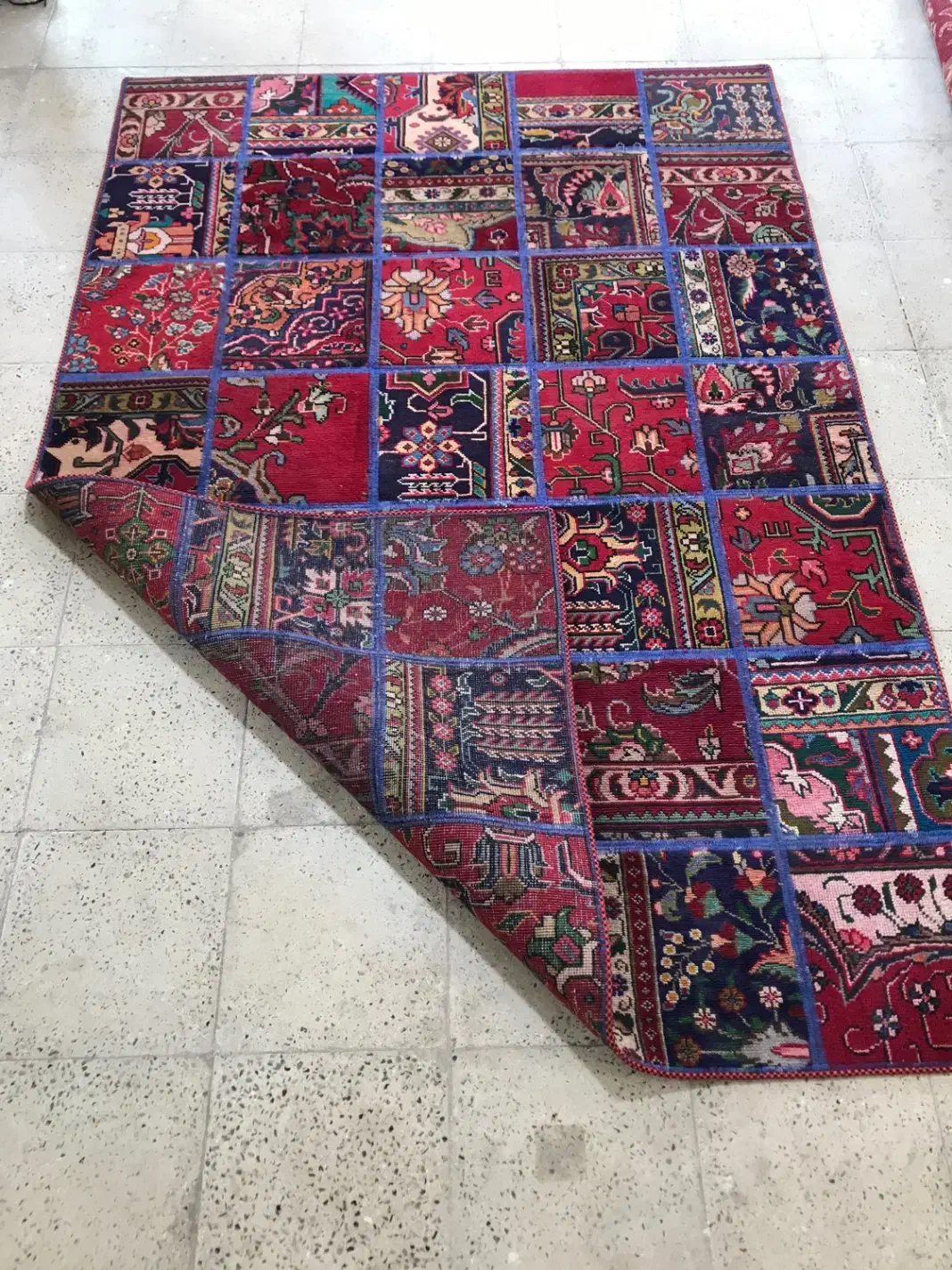 فرش چهل تکه خشتی دست بافت|فرش|کرج, برغان|دیوار