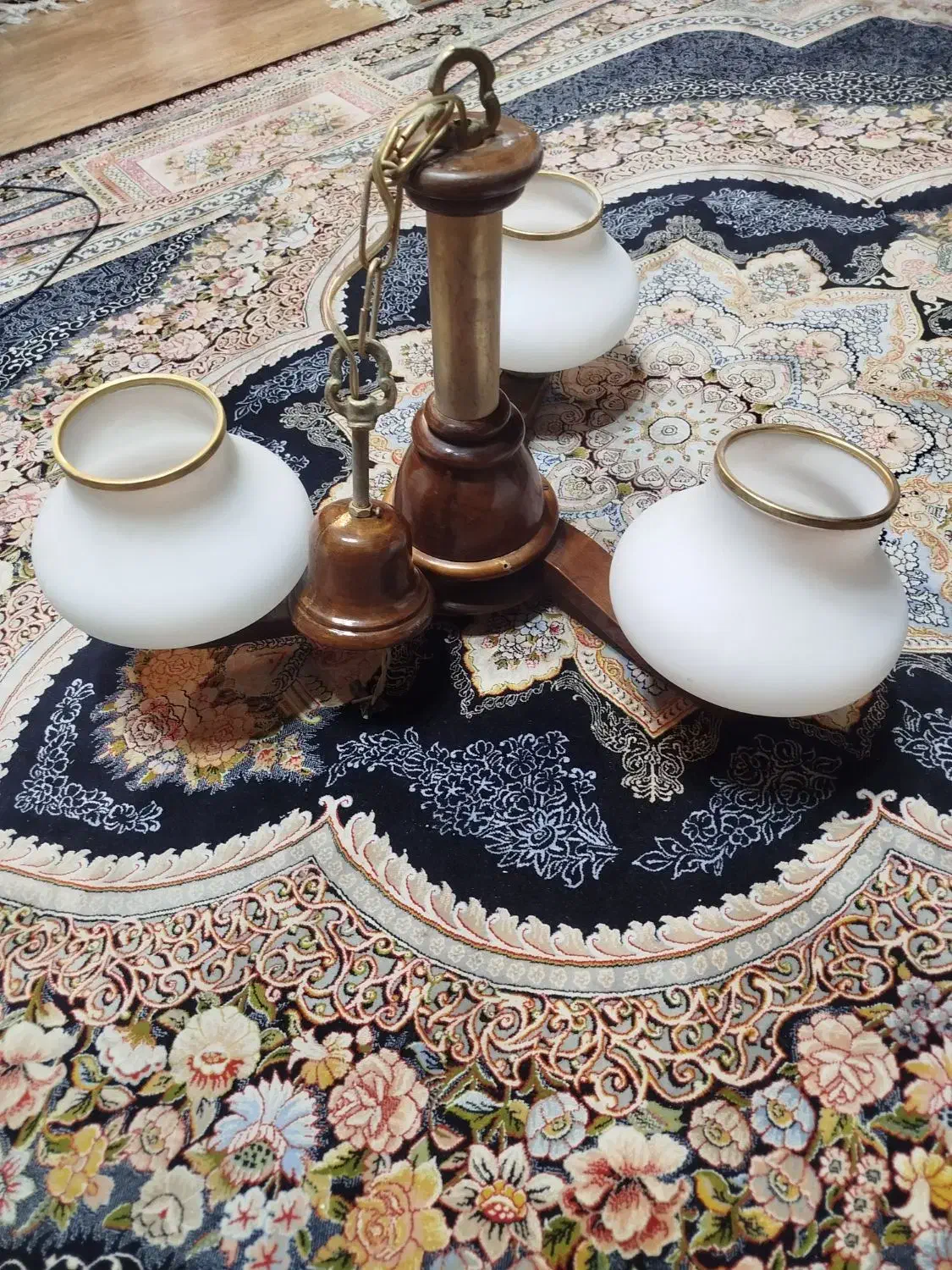 لوستر چوبی و استیل کاملا نو|لوستر و چراغ آویز|شیراز, خلیلی|دیوار