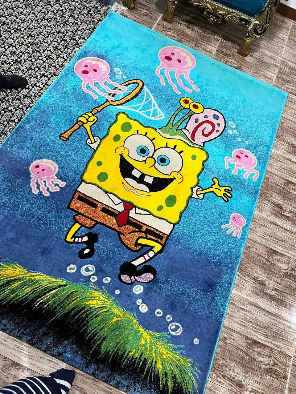 فرش ۴متری کودک طرح باب اسفنجی|فرش|آستانه اشرفیه, |دیوار