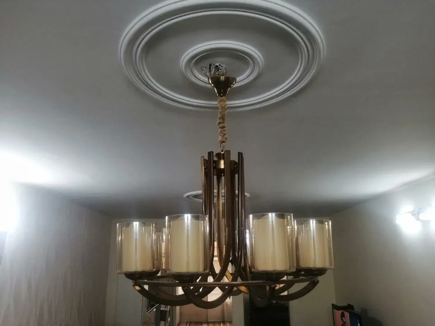 لوستر ۷ شعله در حد نو|لوستر و چراغ آویز|باقرشهر, |دیوار