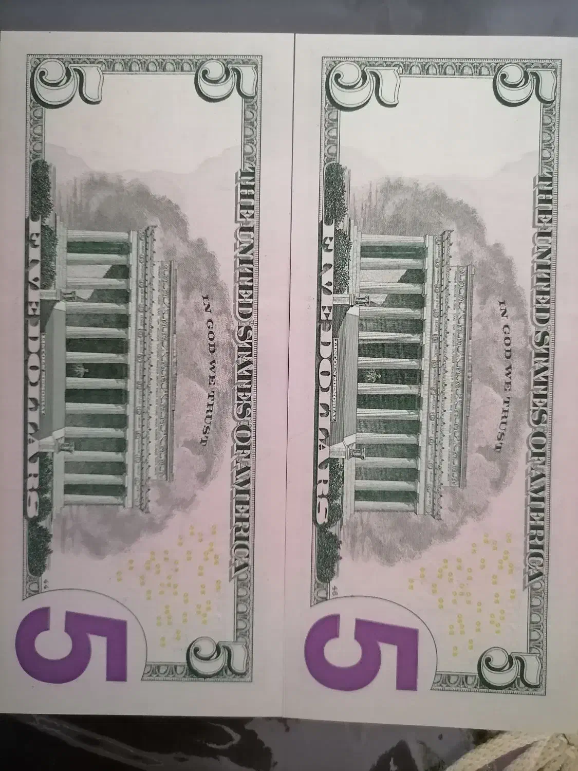 دلار آمریکا جفت 5 دلاری سوپر بانکی پشت سریال|کلکسیون سکه، تمبر، اسکناس|بروجرد, |دیوار