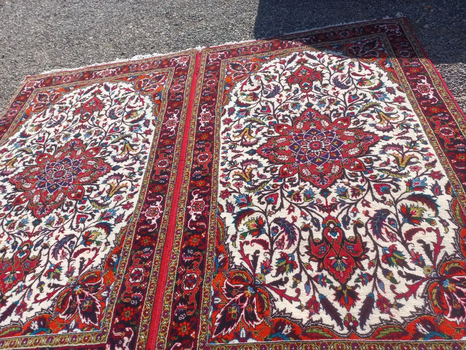 یه جفت فرش دستباف ۶متری زمینه کرم تاجری|فرش|تبریز, |دیوار