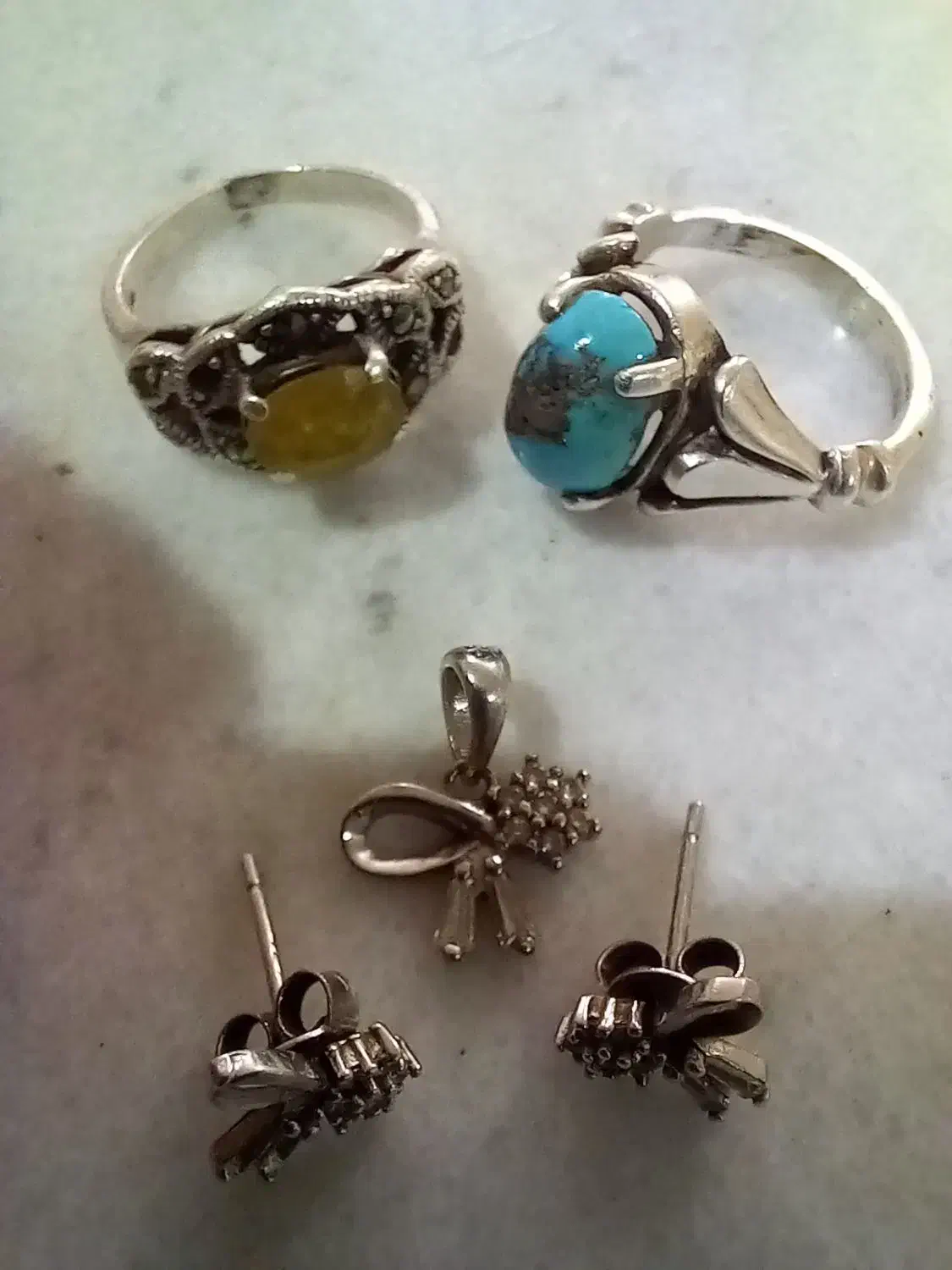 دستبندنیم ست فیروزه یاقوت نقره|زیورآلات و اکسسوری|قم, شاه سید علی|دیوار