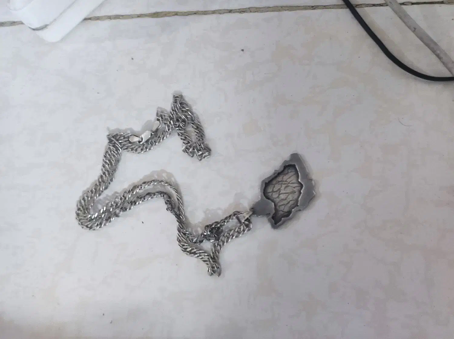 زنجیر نقره دولاین با پلاک زیبا دست ساز 27گرم|جواهرات|فردیس, قریشی|دیوار