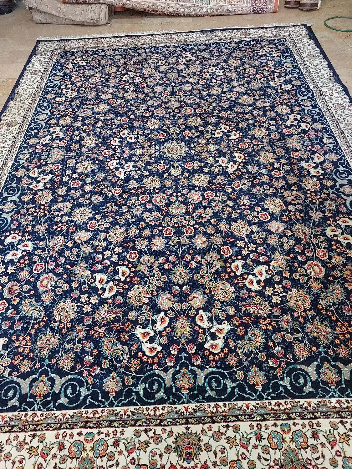 فرش امیرزاده ۳تخته ۱۲متری ۷۰۰شانه افشان سرمه ای|فرش|مشهد, شاهد (شهرک غرب)|دیوار