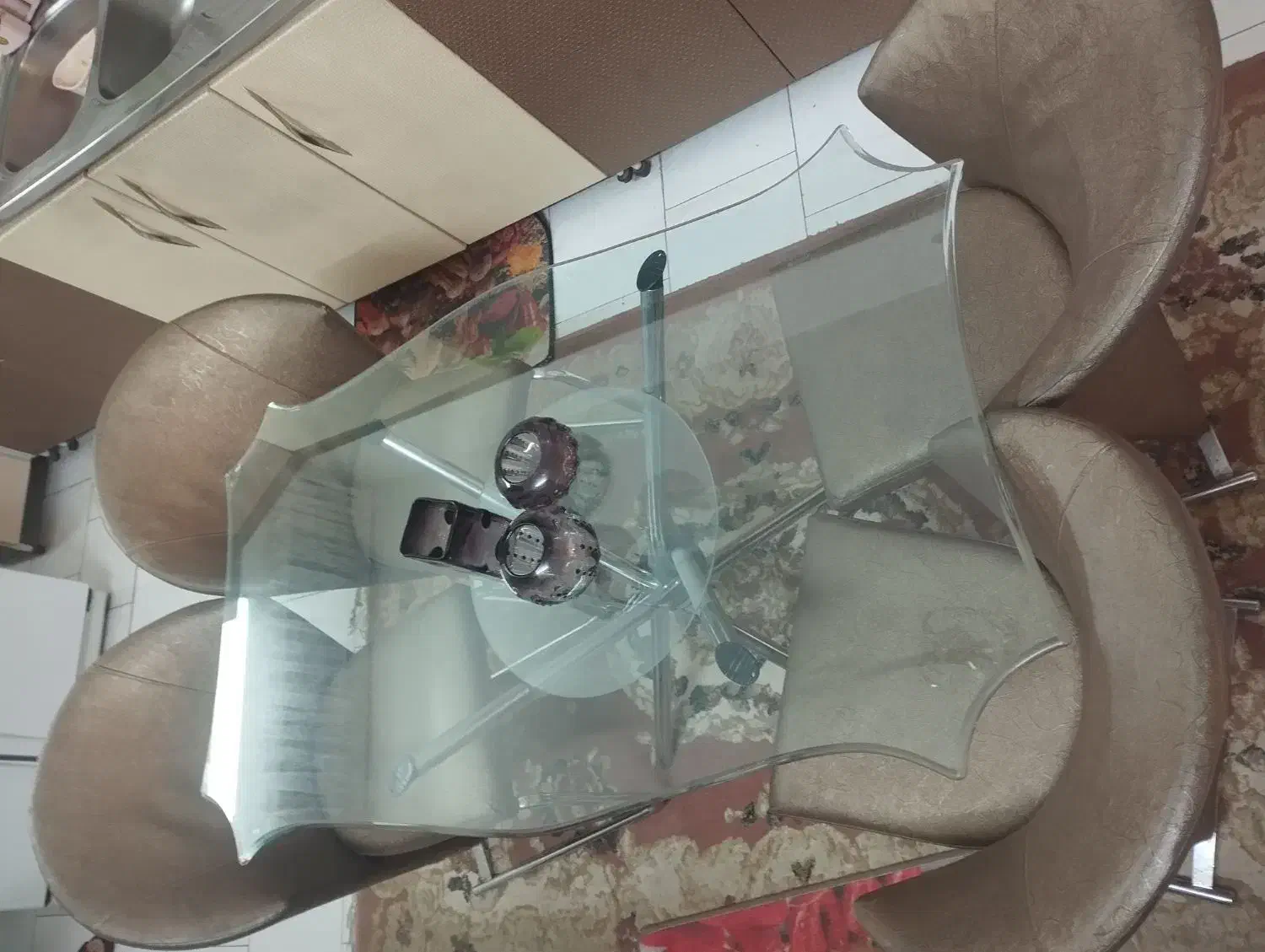 میزنهارخوری ۴نفره دوطبقه شیشه|میز و صندلی غذاخوری|زاهدان, |دیوار